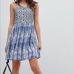 Blue tie dye dress with sequence. Beach Dress